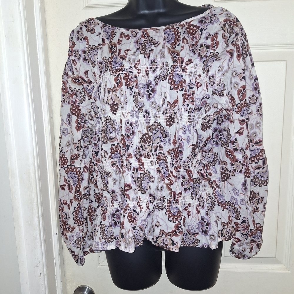 a.n.a White Cream Ruffled Long Sleeve Blouse